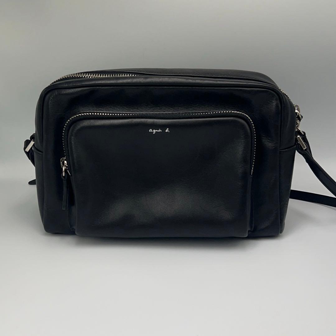 美品✨agnes b.アニエスベー　カメラバッグ　ショルダー レザー　ブラック