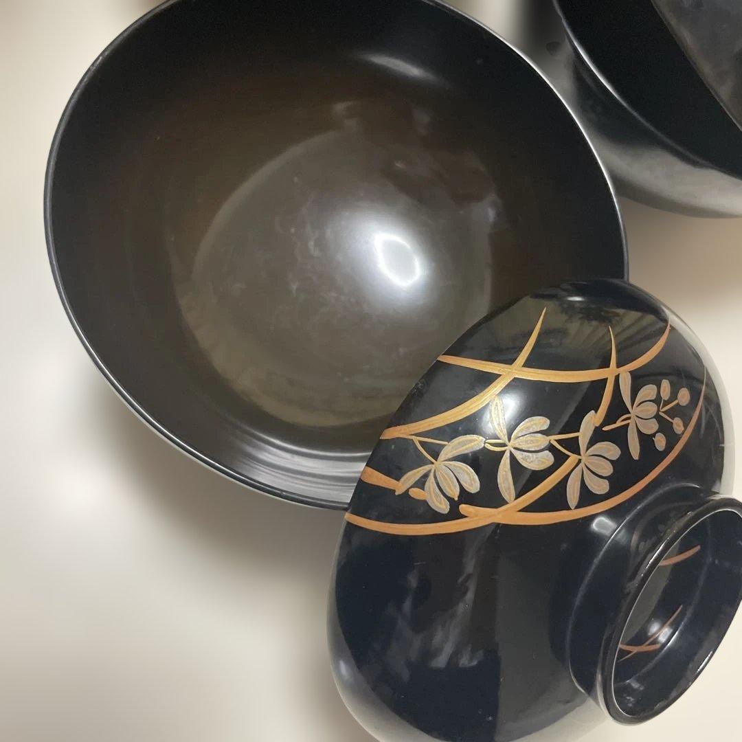 河和田特製塗　御吸物椀5客　共箱　漆工芸