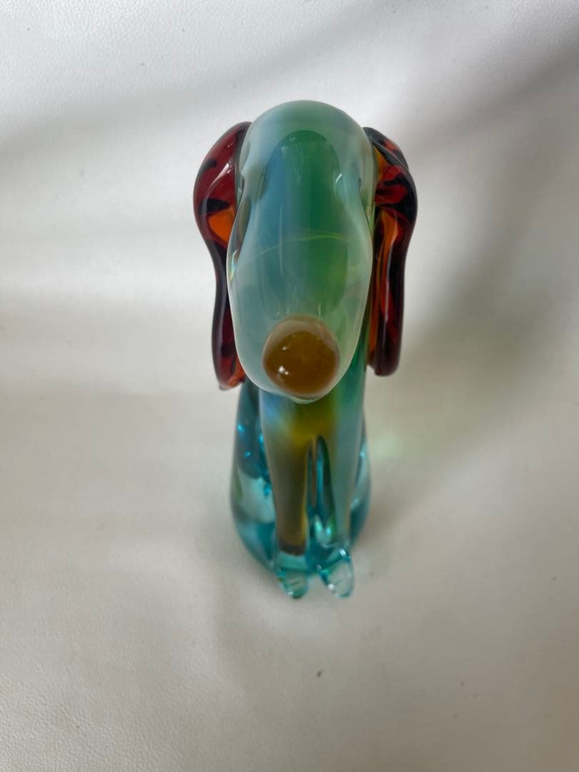 海外作家 ガラス細工 犬 ビーグル犬 ダックスフンド ガラス工芸 32.5cm