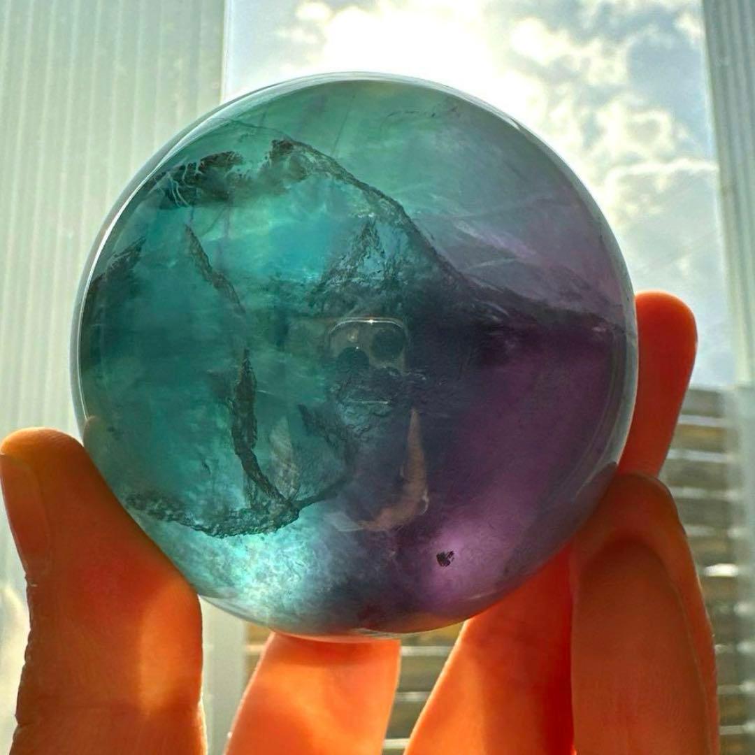 ブルーフローライト　スフィア　5.8㎝325g フローライト　マリンブルー