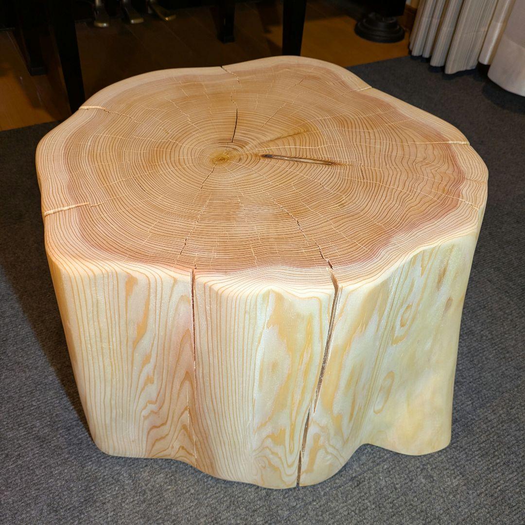 天然椹　サワラ　大型　切り株　丸太　椅子　スツール　テーブル　高さ約30㎝