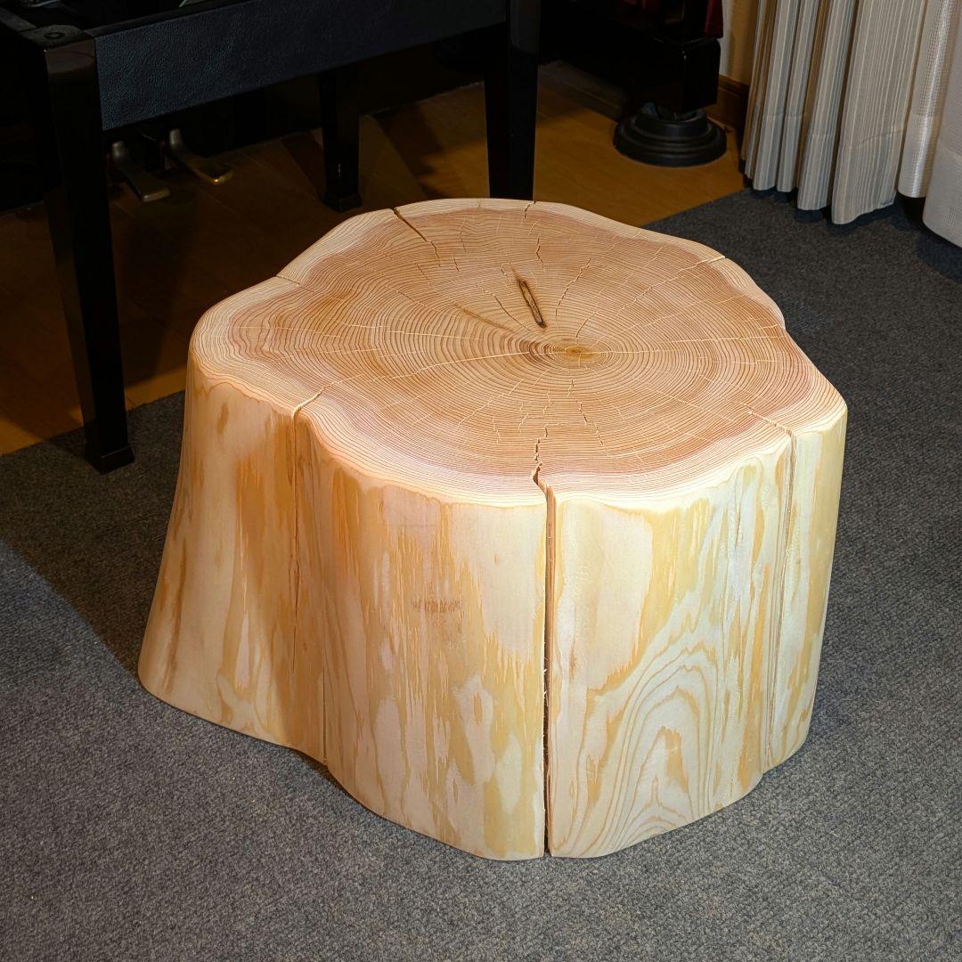 天然椹　サワラ　大型　切り株　丸太　椅子　スツール　テーブル　高さ約30㎝