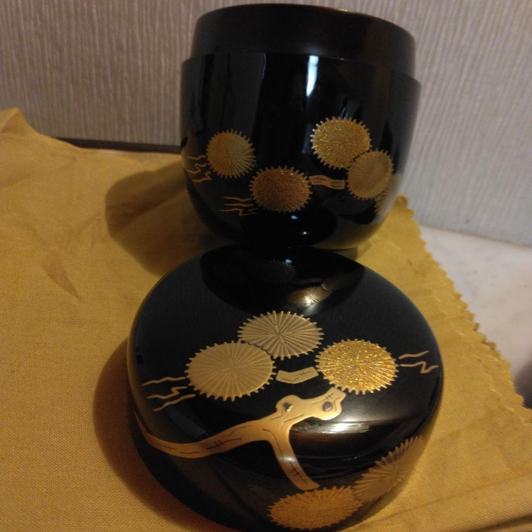 山下泰園 作 枝唐松 中棗 螺鈿 共箱