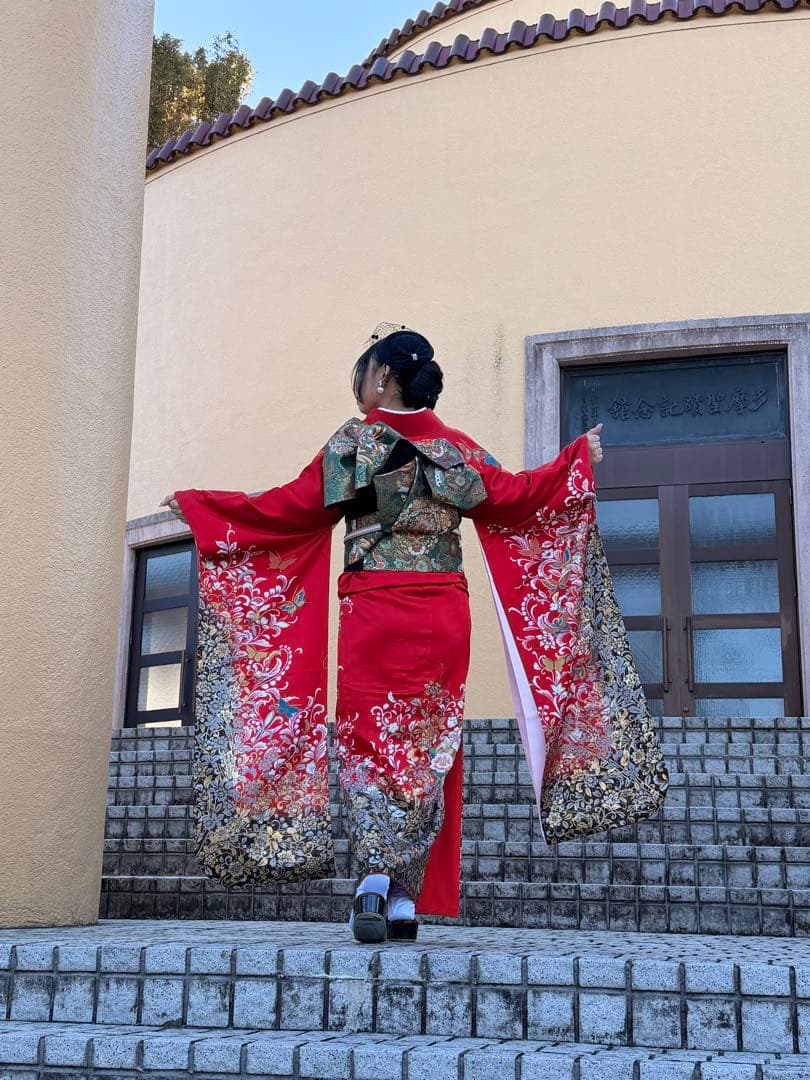 振袖フルセット身丈167裄69 後藤久美子ブランド 金銀彩 赤逸品 成人式卒業式