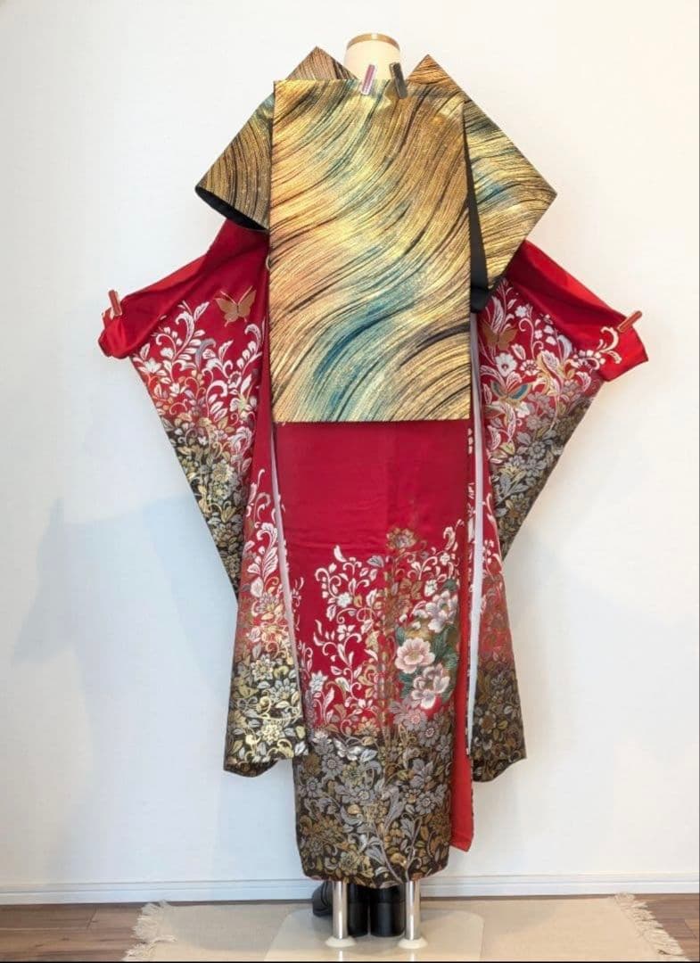 振袖フルセット身丈167裄69 後藤久美子ブランド 金銀彩 赤逸品 成人式卒業式