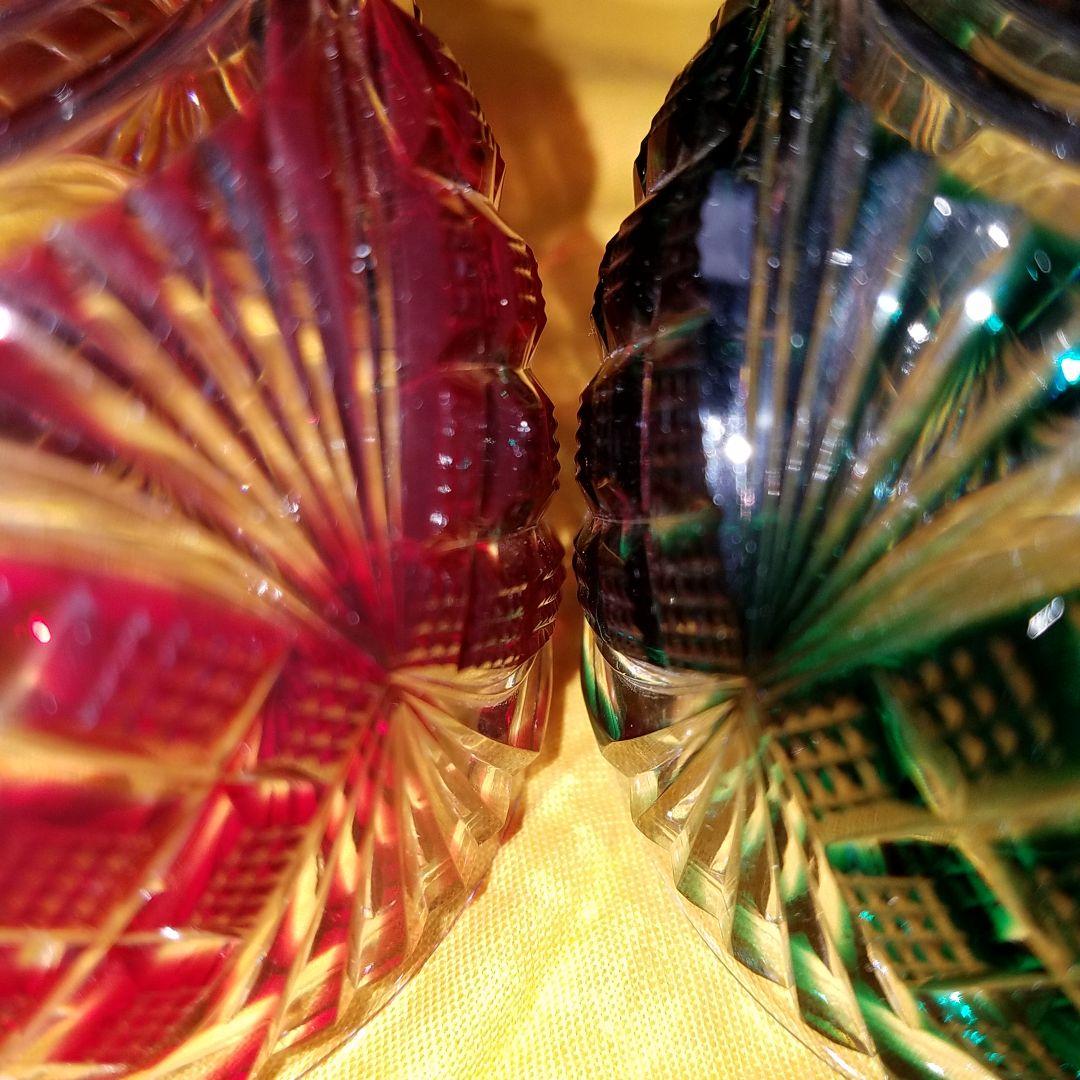 【値下】島津薩摩切子　色被せガラス　切子小付鉢　セット