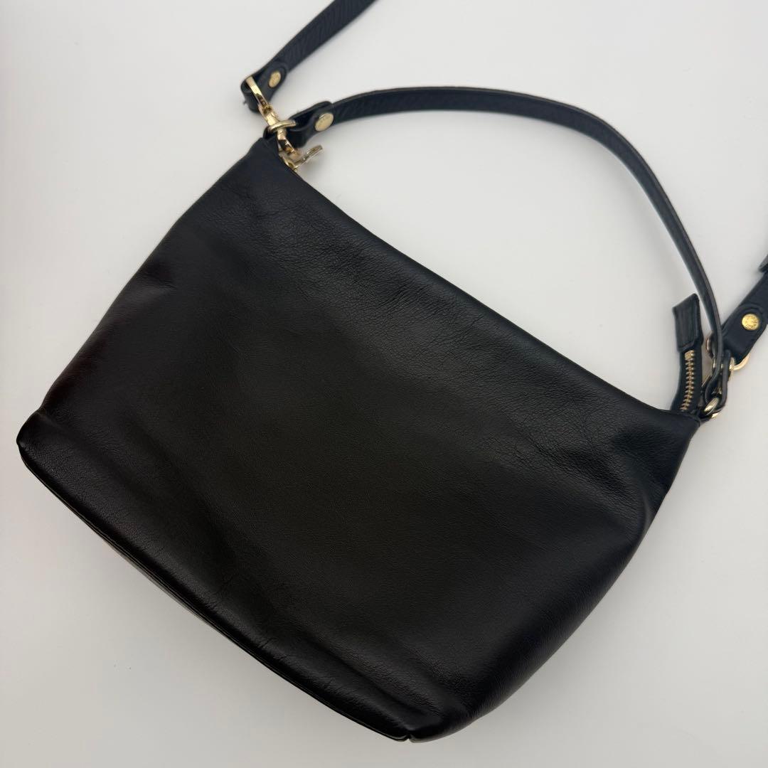 ラシット ソフトレザーシンプルショルダーバッグ 2way ブラック 日本製 牛革