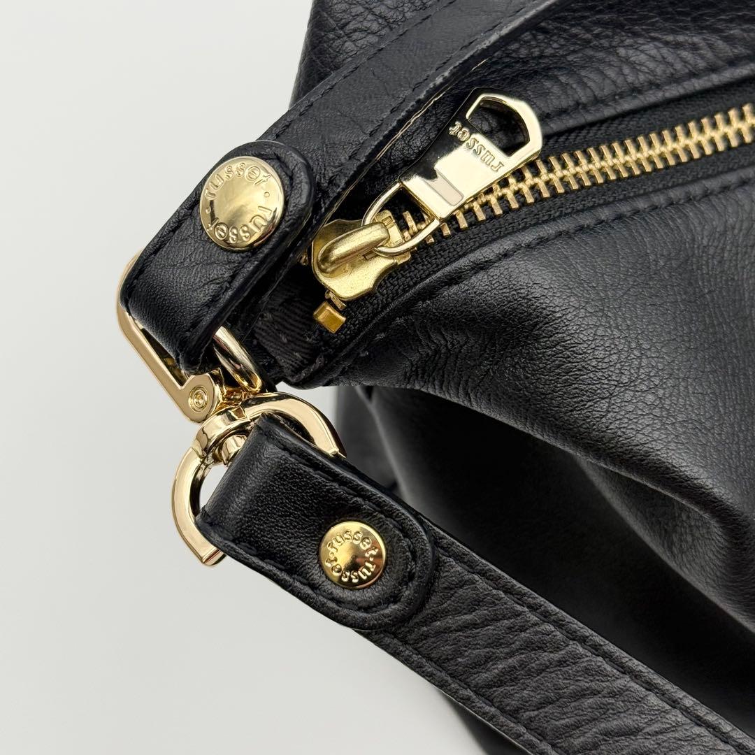 ラシット ソフトレザーシンプルショルダーバッグ 2way ブラック 日本製 牛革