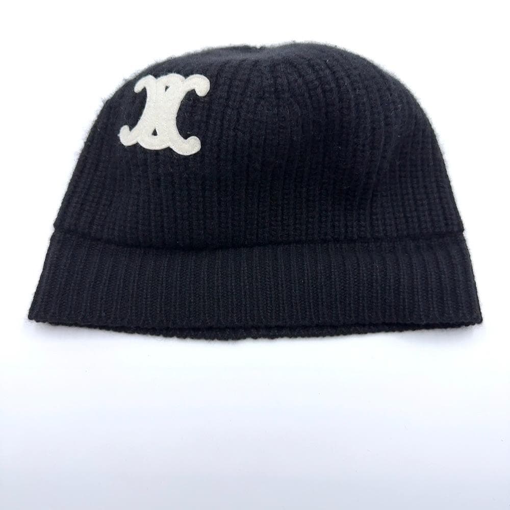 ◇セリーヌ◇2AA32384D/カシミヤ/トリオンフ/ニットキャップ/帽子