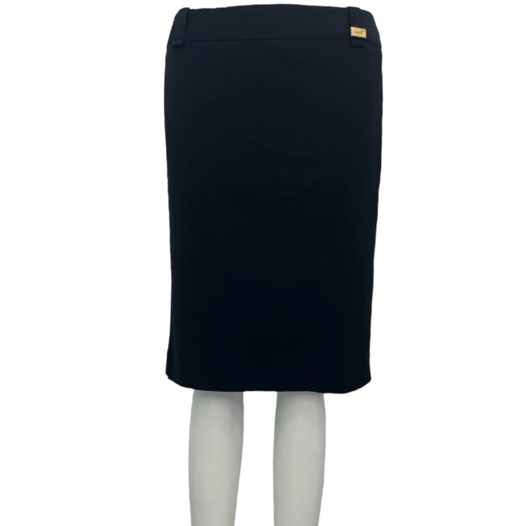 極美品 GUCCI グッチ スカート 金具 刻印 ひざ丈 ウール混 ブラック