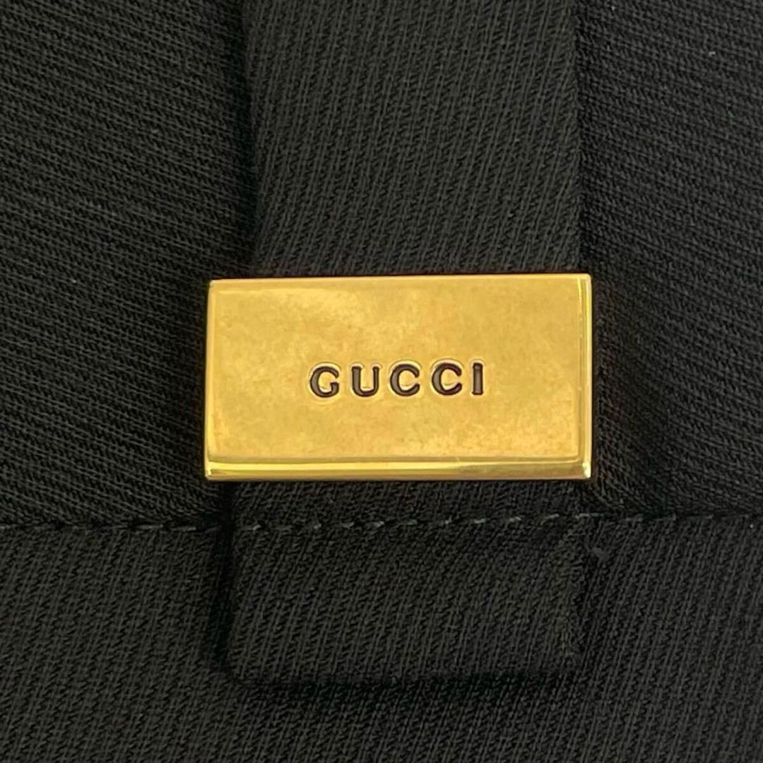 極美品 GUCCI グッチ スカート 金具 刻印 ひざ丈 ウール混 ブラック