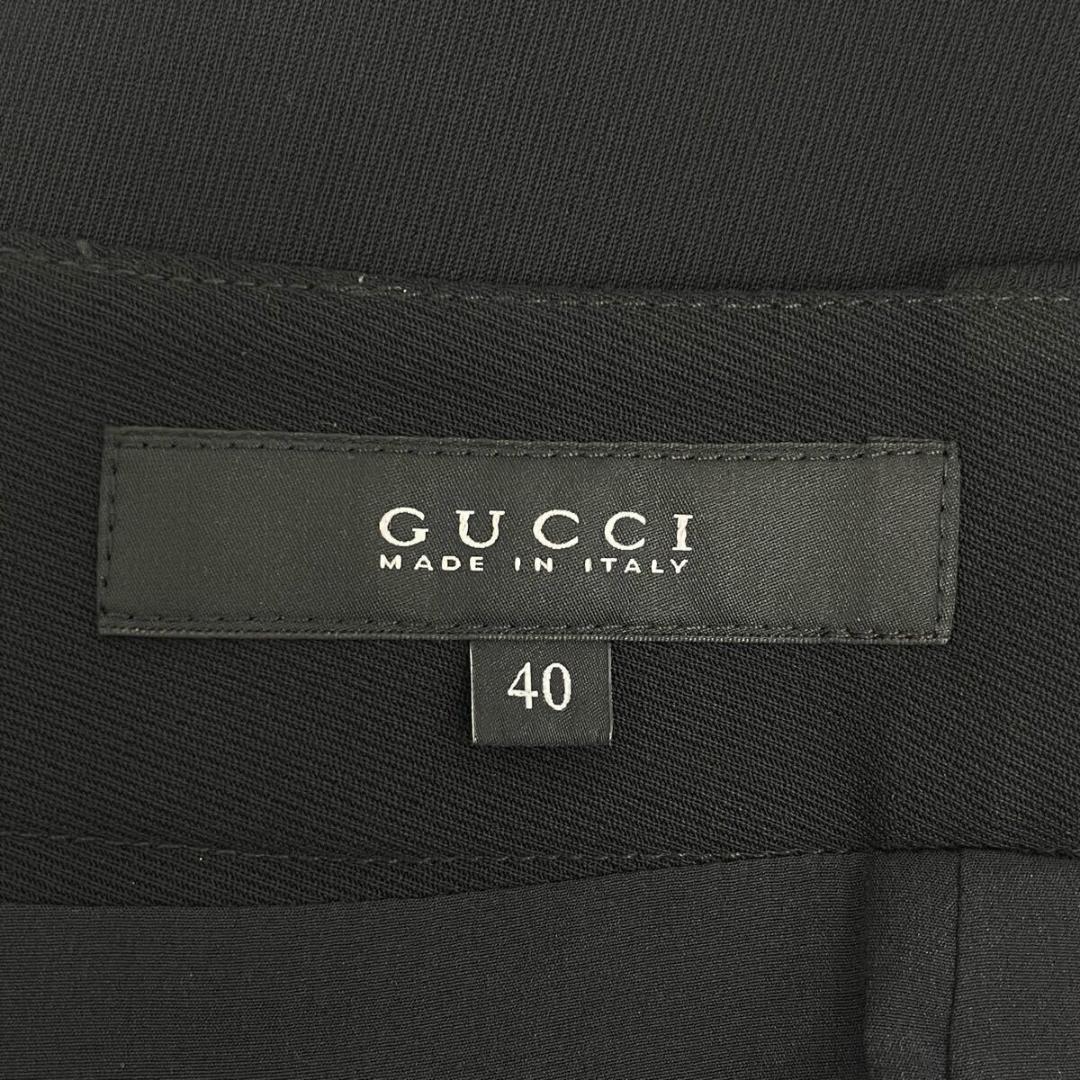 極美品 GUCCI グッチ スカート 金具 刻印 ひざ丈 ウール混 ブラック