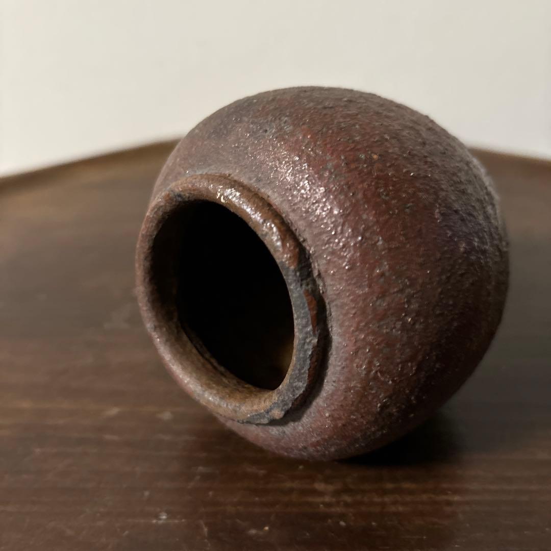 古備前小壷　江戸中期頃　お歯黒壺　古越前　常滑　花器　花入　古美術　骨董　李朝