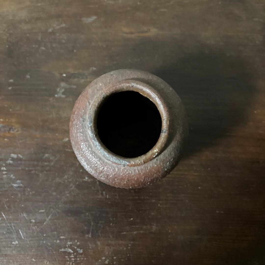古備前小壷　江戸中期頃　お歯黒壺　古越前　常滑　花器　花入　古美術　骨董　李朝