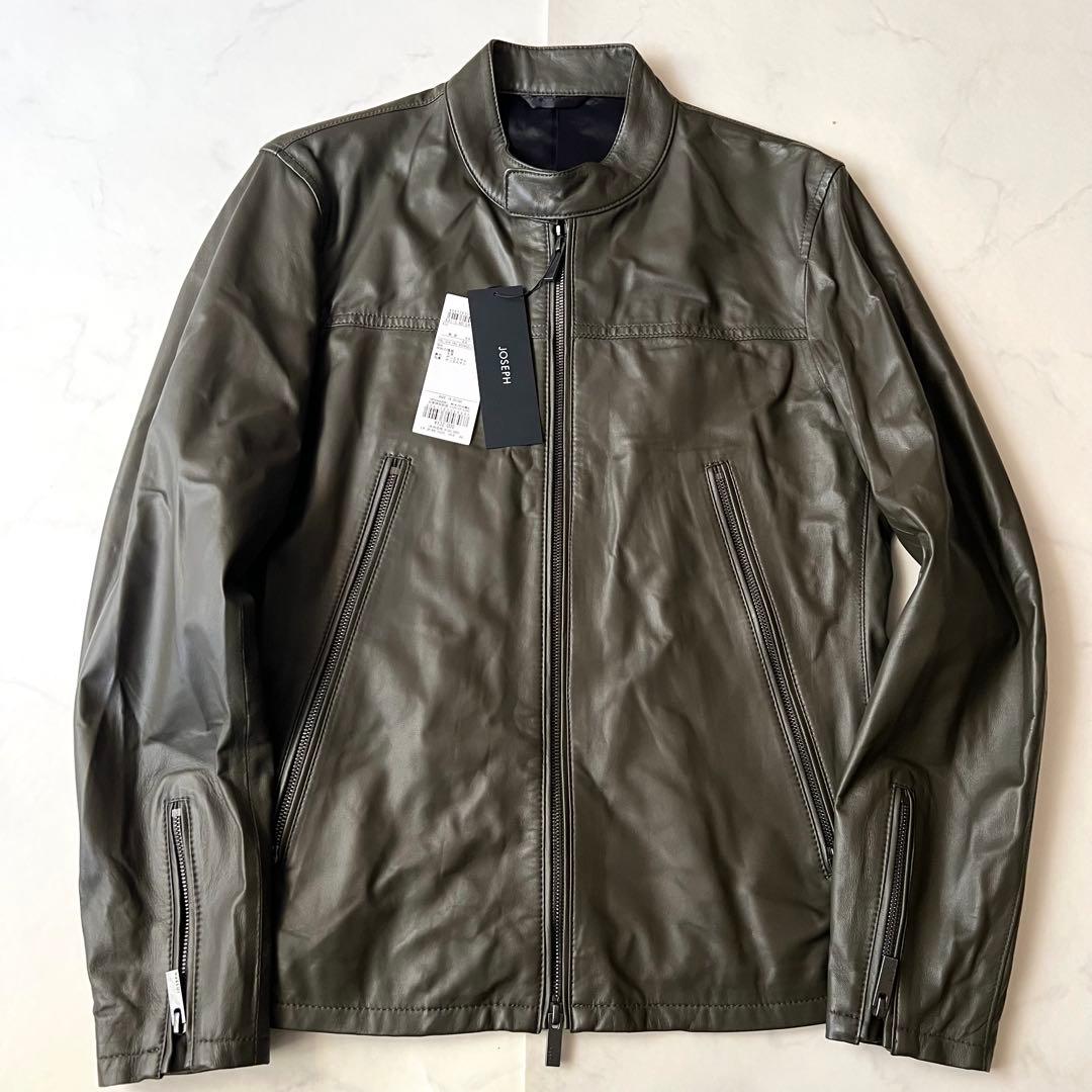 未使用タグ付 ジョゼフ レザージャケット ラムレザー ブラウン カーキ 46 M