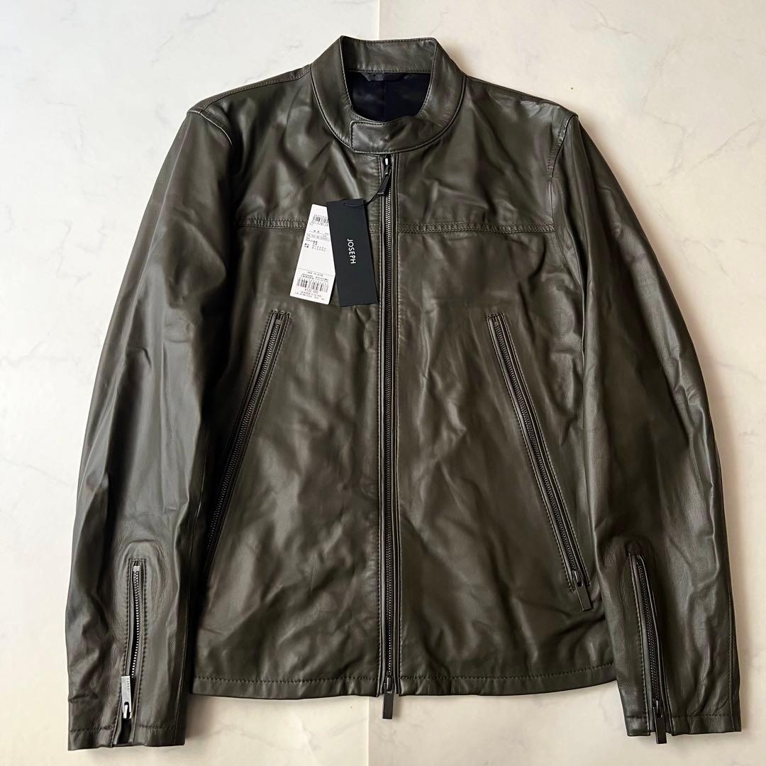 未使用タグ付 ジョゼフ レザージャケット ラムレザー ブラウン カーキ 46 M