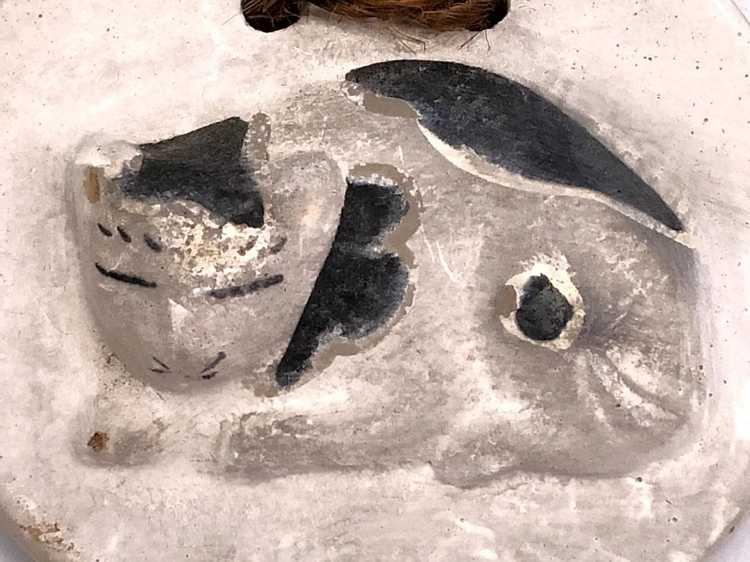 【 左甚五郎・眠り猫 陶板 】　大正～昭和初期