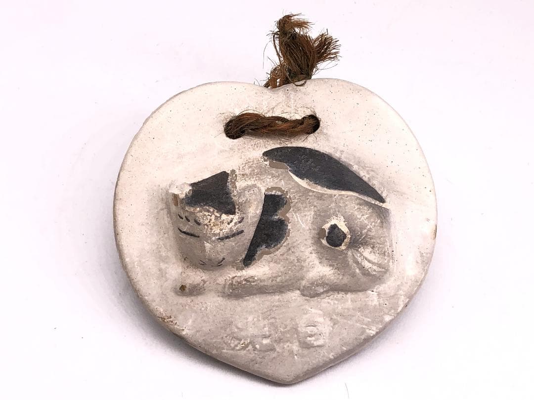 【 左甚五郎・眠り猫 陶板 】　大正～昭和初期