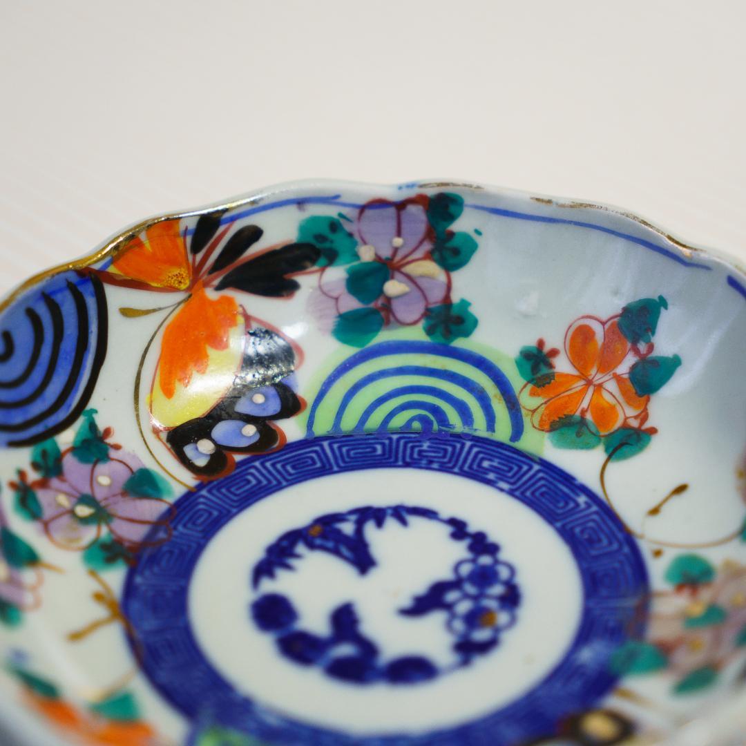 古伊万里　江戸末期～明治 錦手　金彩色絵　膾皿　なます皿　19客　木箱付