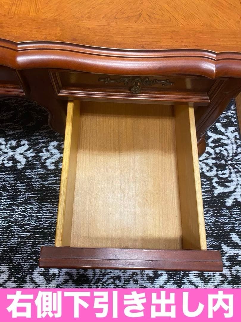 最高級♦️猫脚 彫刻 象嵌♦️希少 アンティーク プレジデント 両袖 デスク♦️送料込