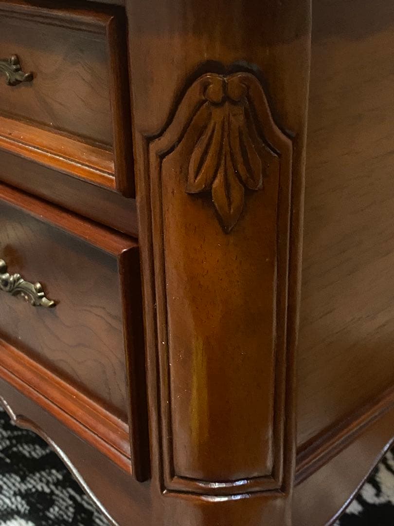 最高級♦️猫脚 彫刻 象嵌♦️希少 アンティーク プレジデント 両袖 デスク♦️送料込