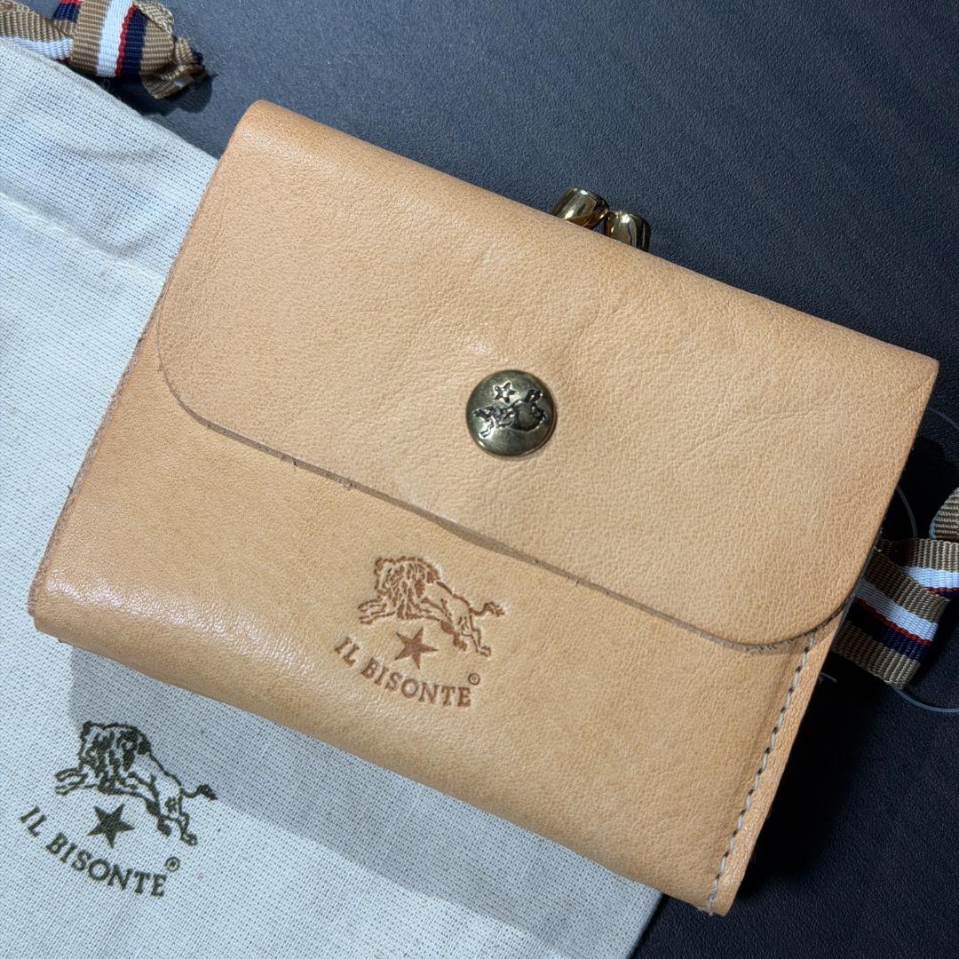 【新品未使用】イルビゾンテ 二つ折り がま口 財布 ヌメ ナチュラル