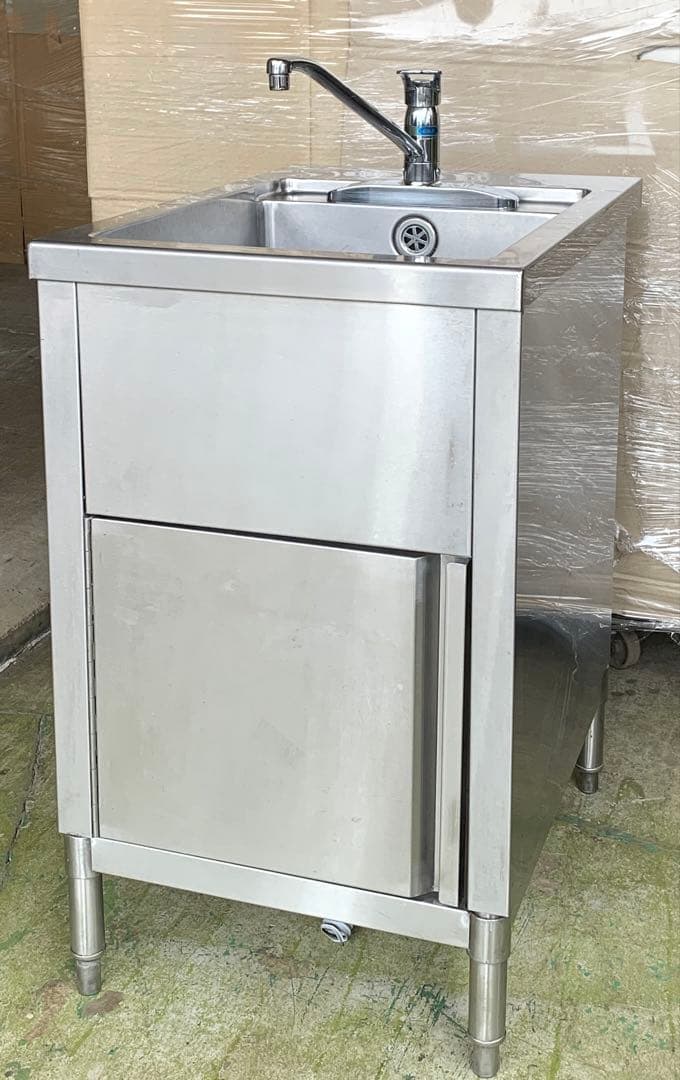 フジマック ステンレス製片扉付1槽シンク KAKUDAI 混合水栓付 ➁