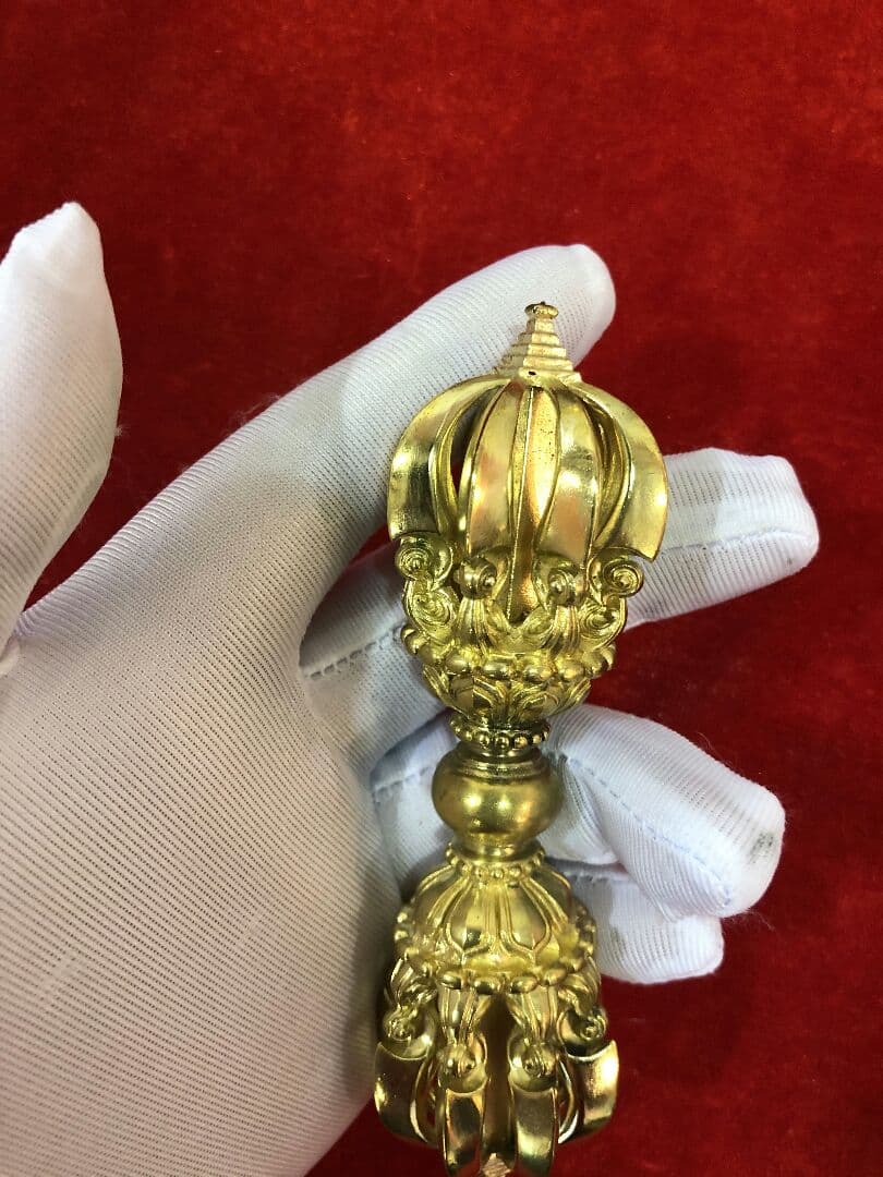 【修縁堂】チベット密教法器 九鈷金剛杵 九鈷杵 vajra 18.5cm 真鍮製