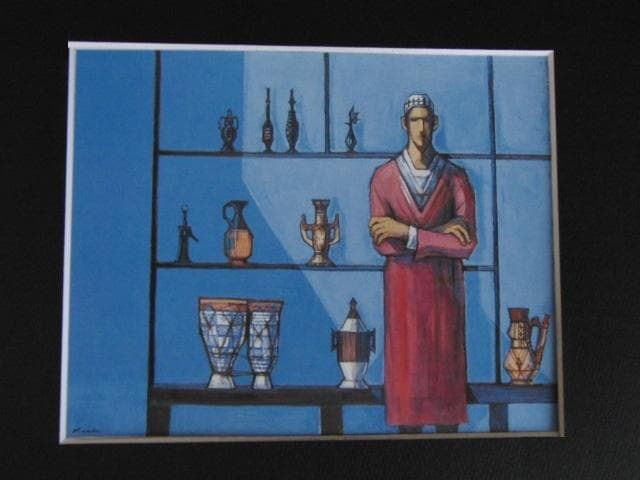 神戸文子、【青い部屋】、希少な額装用画集より、新品額装付