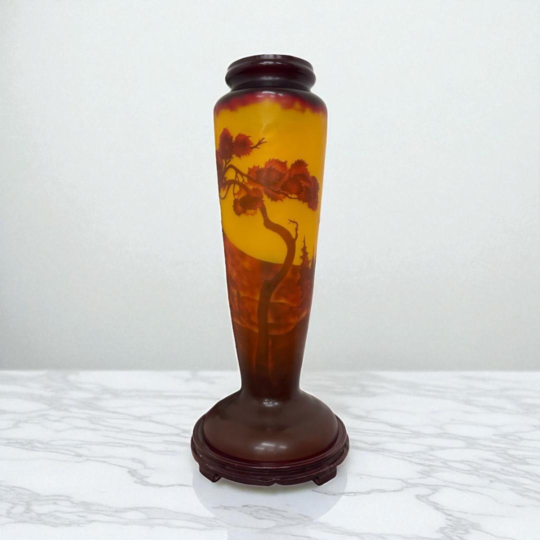 高さ62㎝【特大】山景文エミールガレ風ランプ　アンティーク