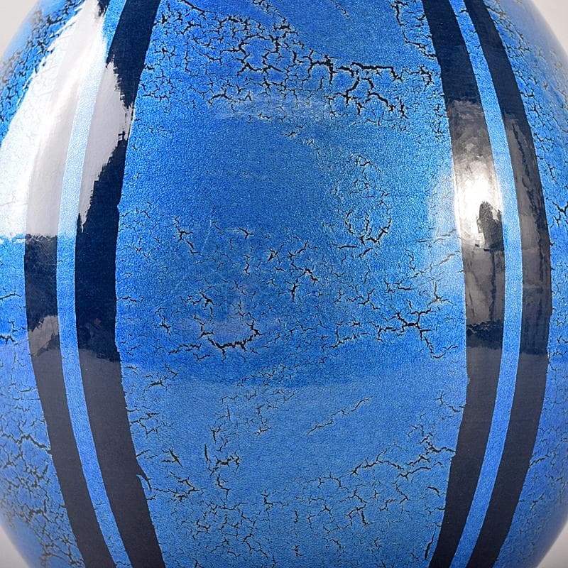 九谷焼　中田一於作　藍青釉裏銀彩　花瓶　共箱　M　R8735B