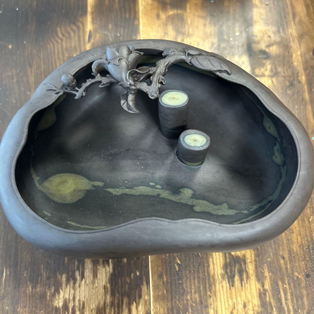 書道 硯 梅花坑水盂椿型　美術品　芸術品　骨董品　工芸品　最高級　逸品　中国美術