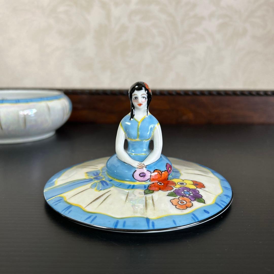 オールドノリタケラスター彩 デコレディ　キャンディボックス　 ドレッサードール