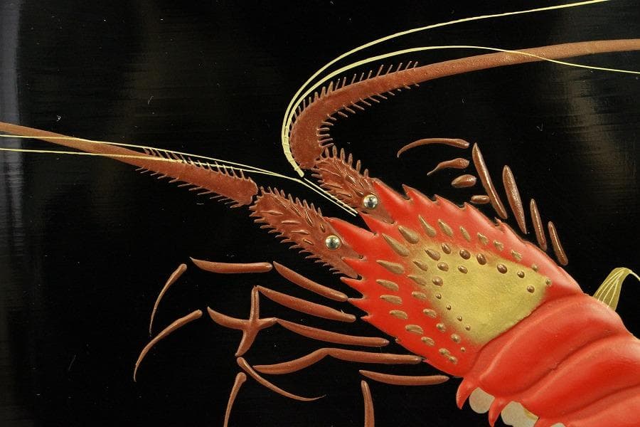 輪島漆器 海老蒔絵 蓋物 一対(ZE667)