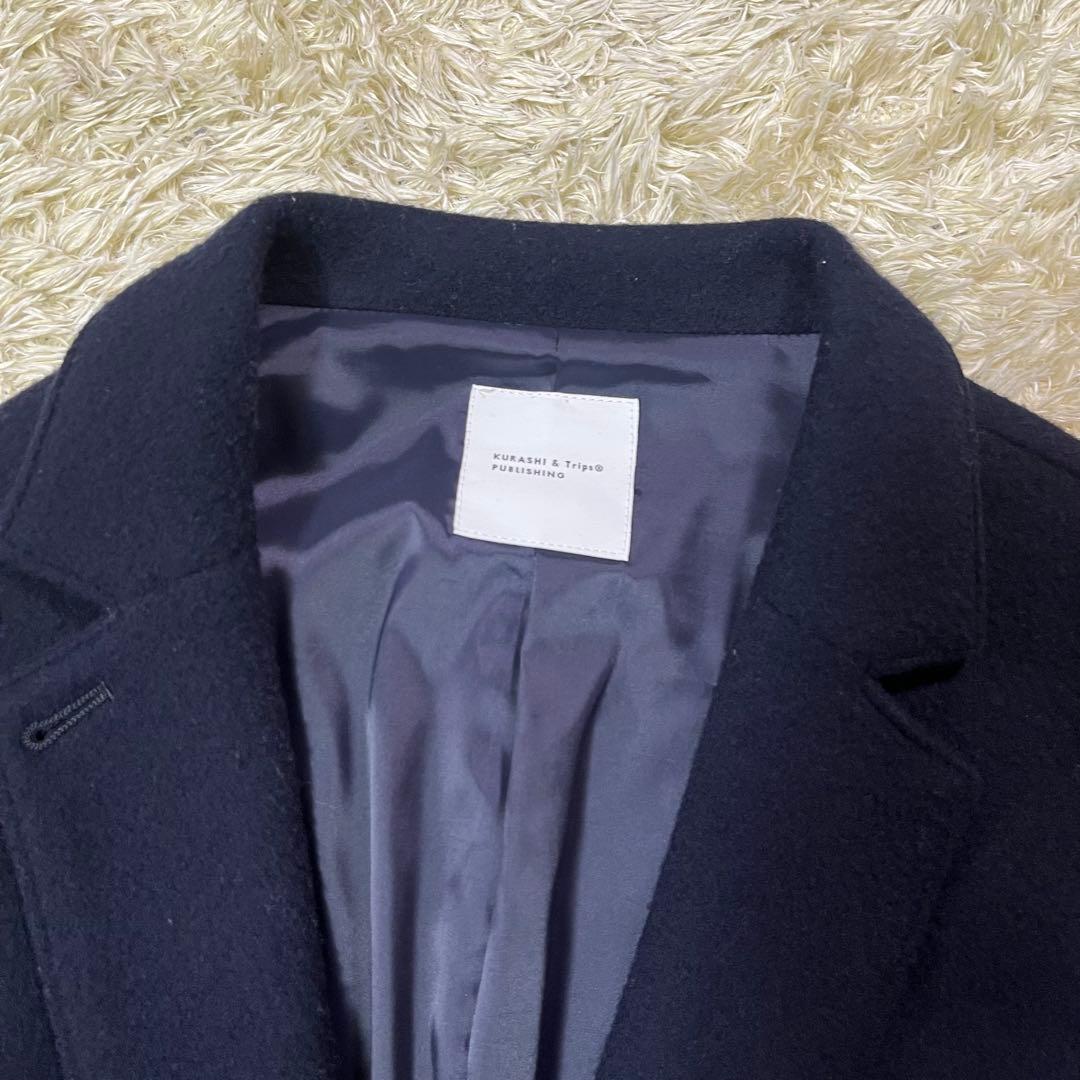 北欧 暮らしの道具店 3WAYアレンジ襟のかろやかチェスターコート ネイビー