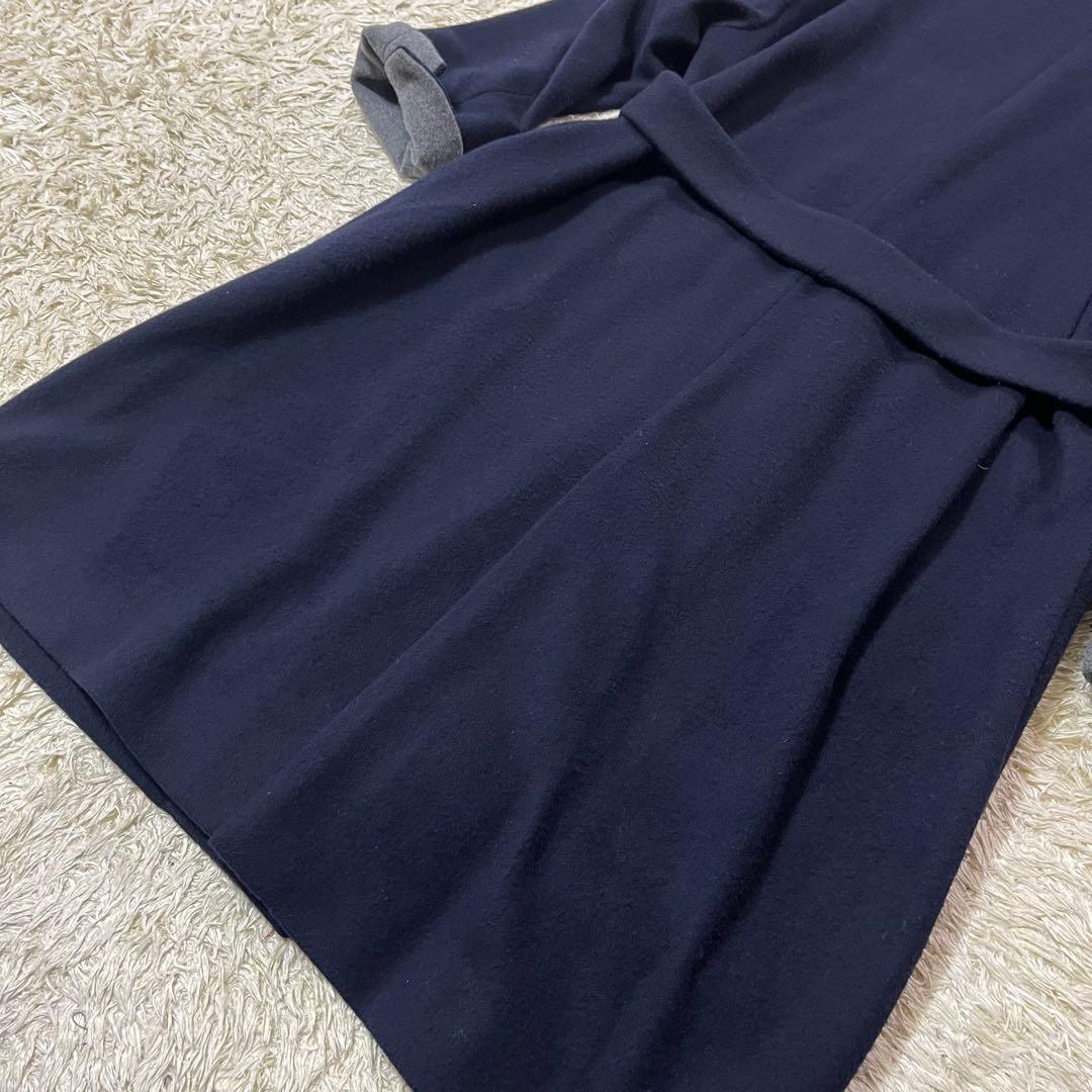 北欧 暮らしの道具店 3WAYアレンジ襟のかろやかチェスターコート ネイビー