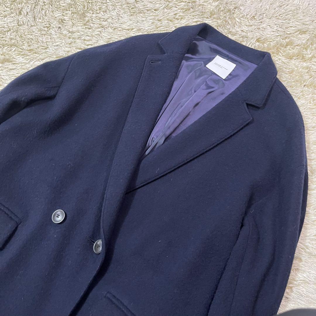 北欧 暮らしの道具店 3WAYアレンジ襟のかろやかチェスターコート ネイビー