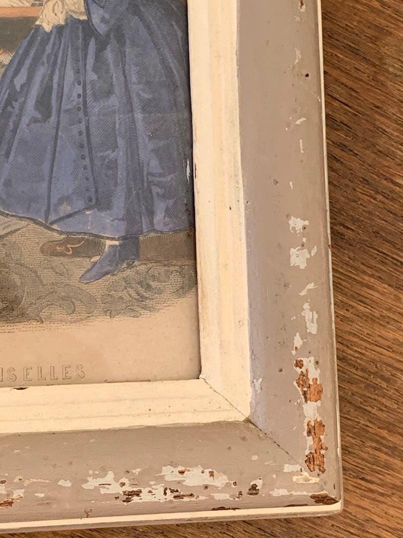 フランス　蚤の市　額　イラスト入り　ブロカント