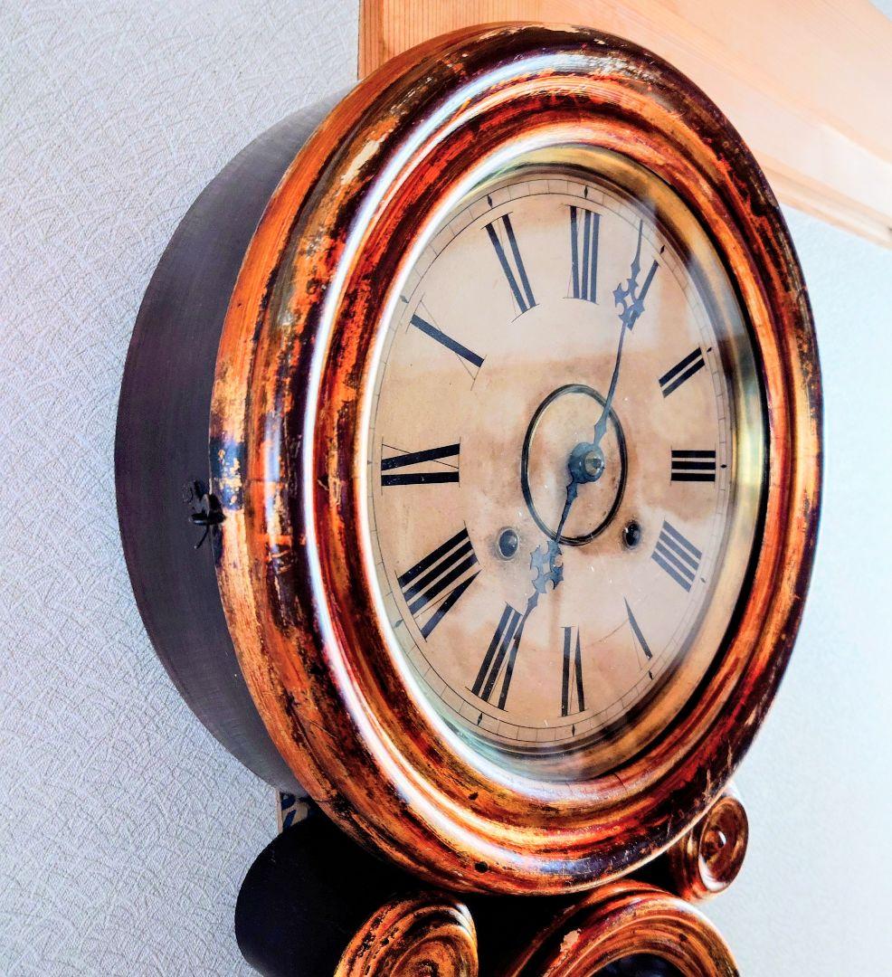 〈完動・美品〉E.INGRAHAM　金箔本四ツ丸達磨ゼンマイ振り子時計