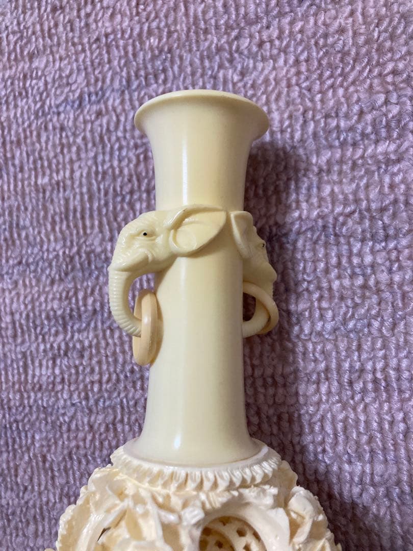 多層球　花瓶　象　牙