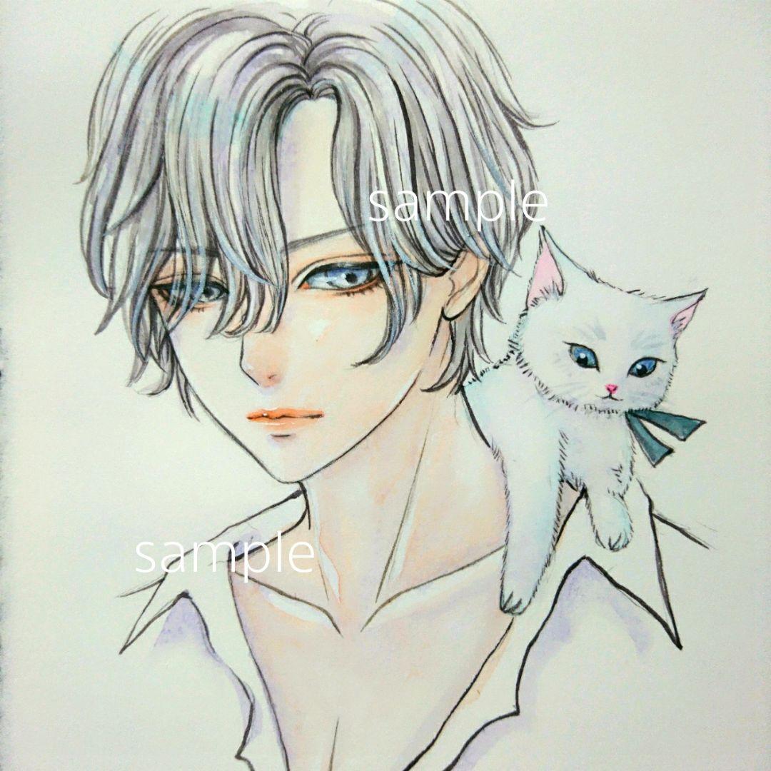 ポストカード  手描きイラスト《 白い恋人 》オリジナル