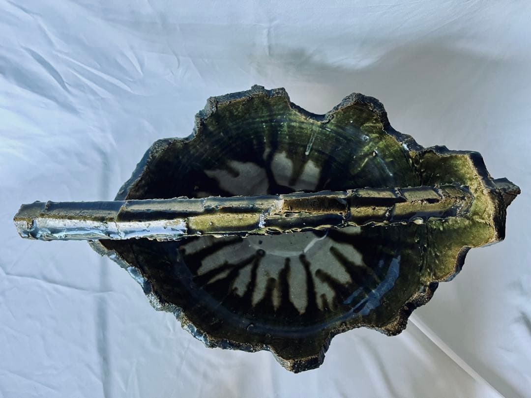 【未使用】高内秀剛 超大型作品 織部舟形 手鉢