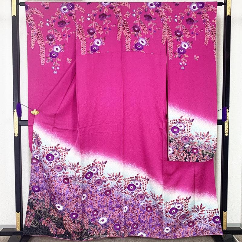 512z37, 503u34☆作家物 考美 振袖 辻が花絞り染 金彩☆美品成人式