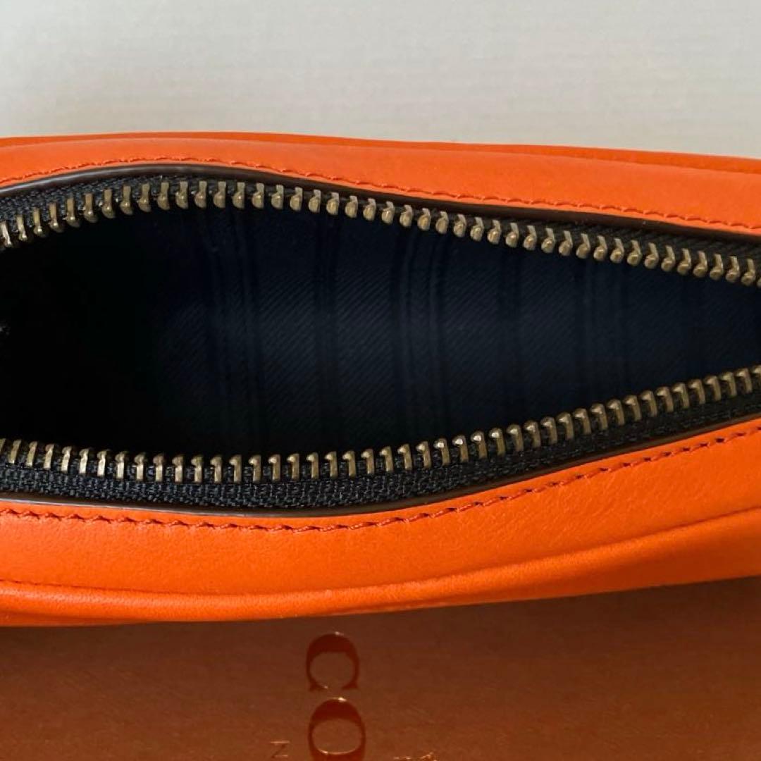 【新品未使用】COACH カーフレザー ペンシルケース　サンバ　オレンジ　箱付き