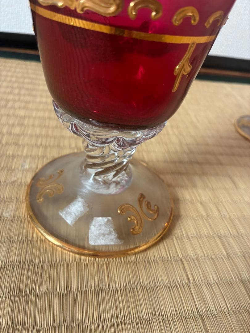 ベネチアングラス　ピンク花柄　セット