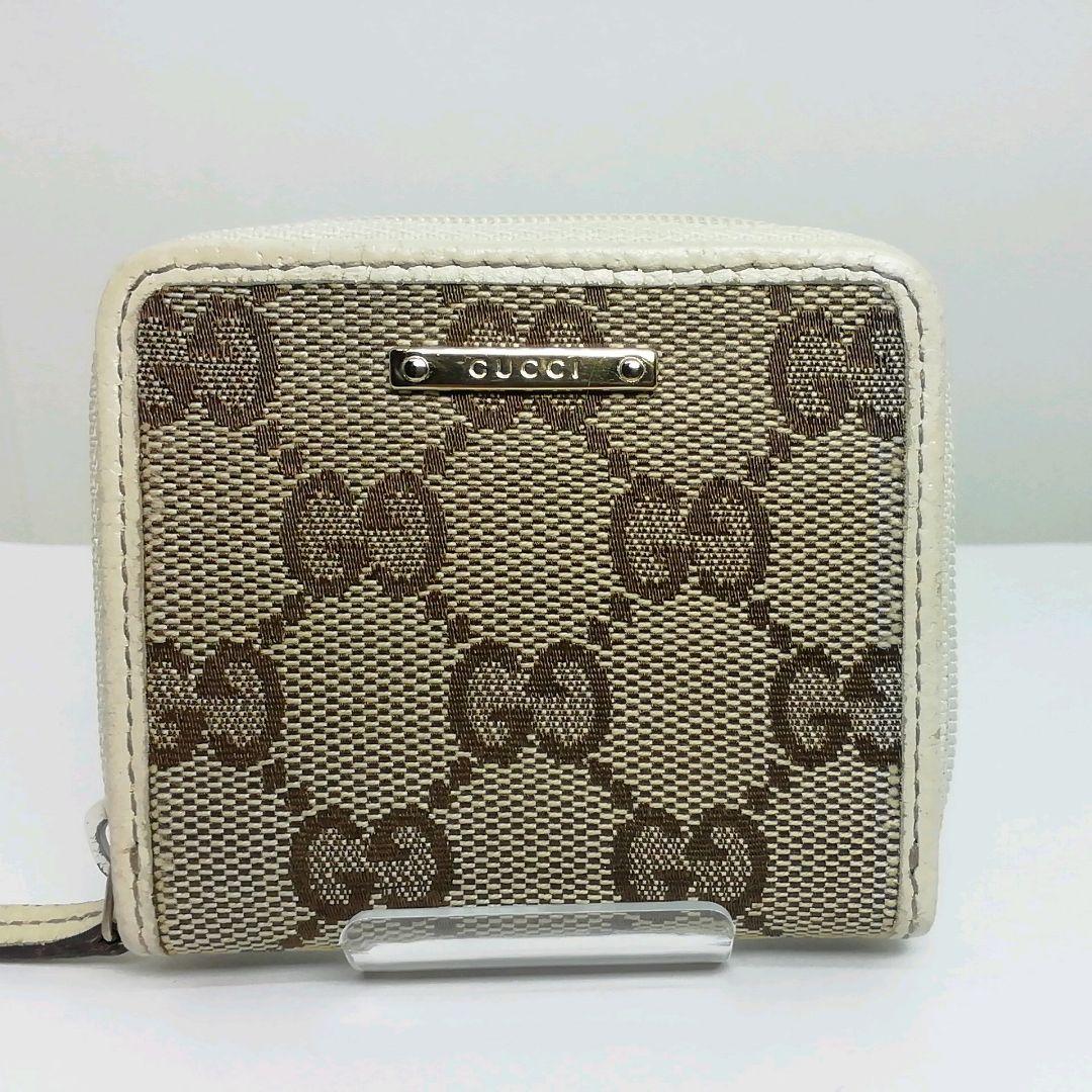 GUCCI　グッチ　GGキャンバス キャメルホワイト　ケース　小銭入れ