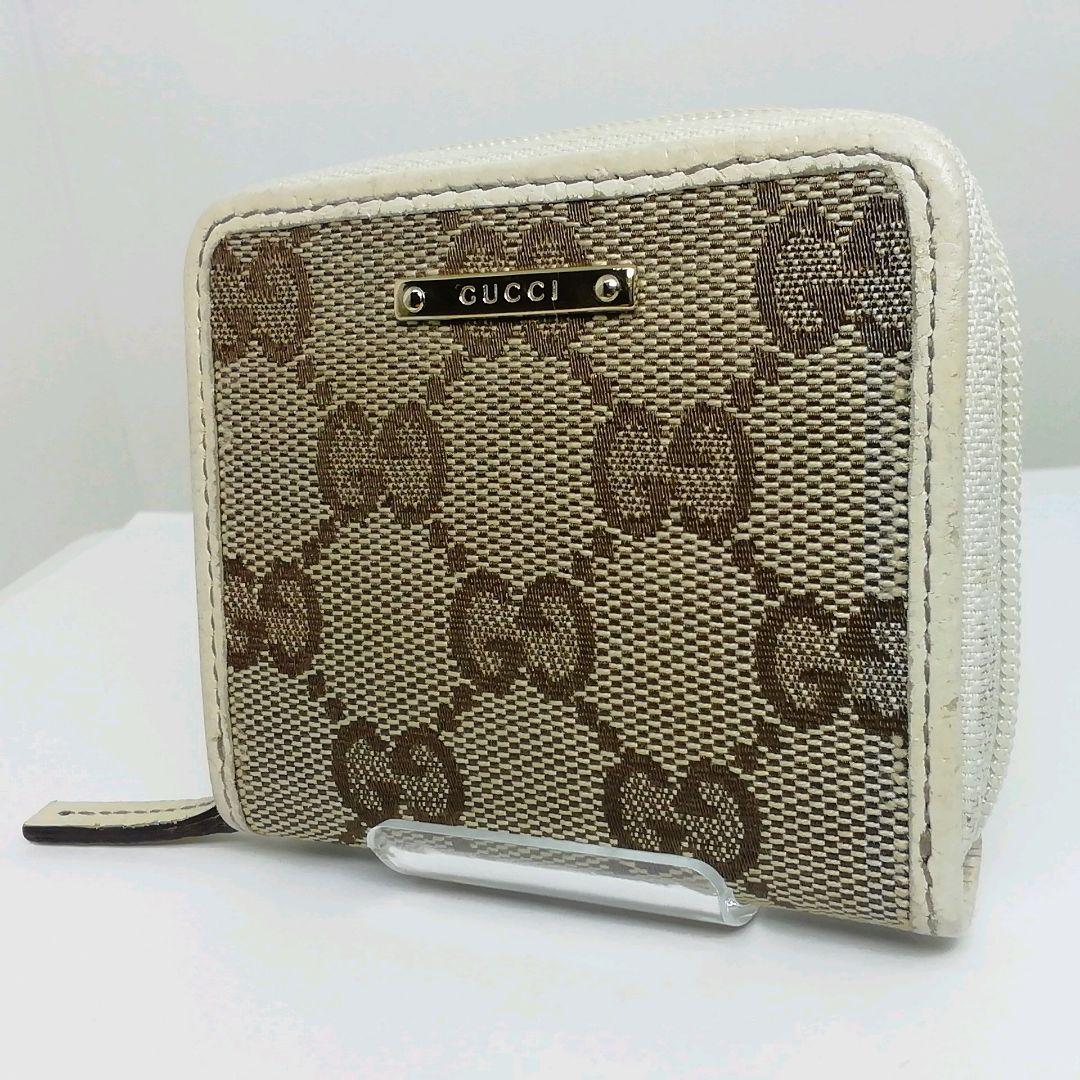 GUCCI　グッチ　GGキャンバス キャメルホワイト　ケース　小銭入れ