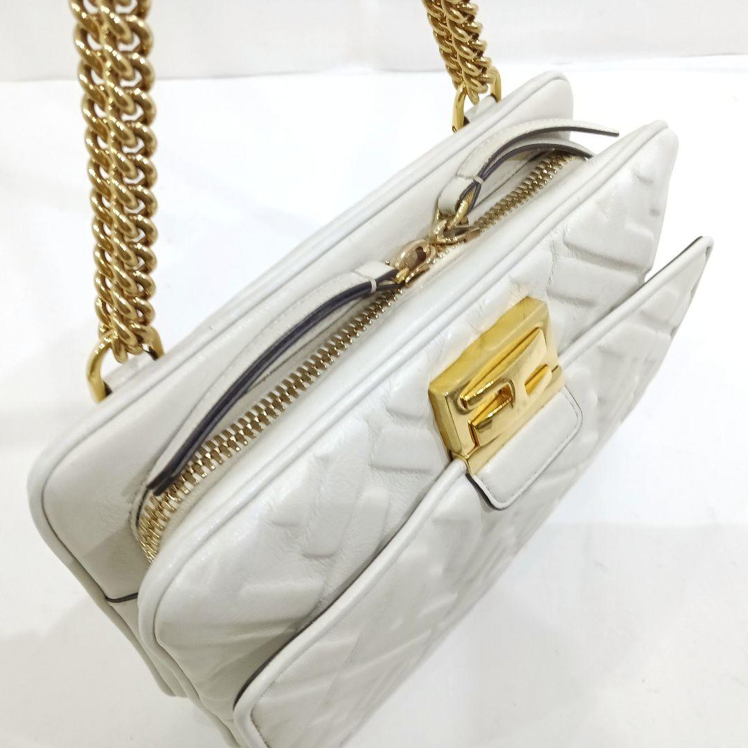 【美品】フェンディ ショルダーバッグ 3way ウエストポーチ レザー 白 FF