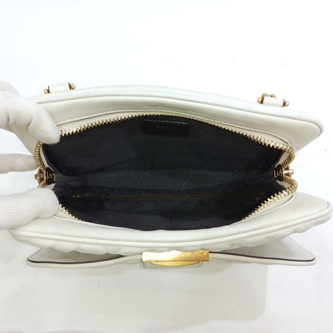 【美品】フェンディ ショルダーバッグ 3way ウエストポーチ レザー 白 FF