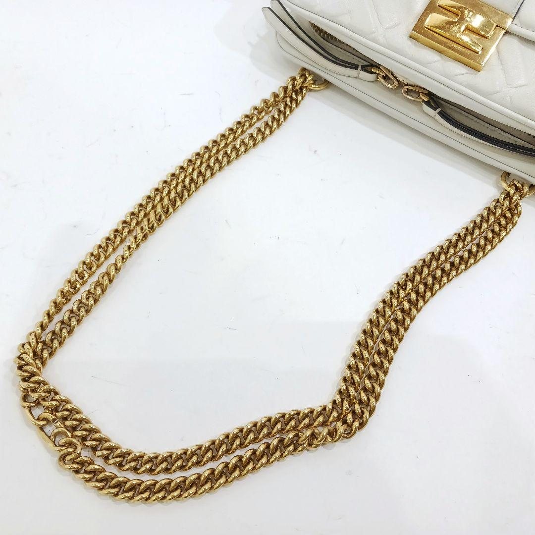 【美品】フェンディ ショルダーバッグ 3way ウエストポーチ レザー 白 FF